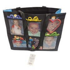 Canvas photo tote bag Grow in Grace Clear acid Free PVC Windows Black Large