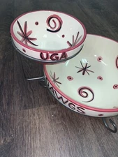Gail Pittman University of Georgia Dawgs Chip & Dip Serving Set Handpainted 2001