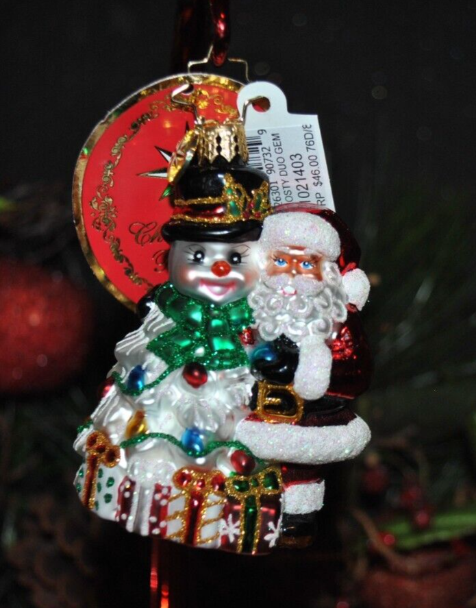 NEW Christopher RADKO 2024 Frosty Duo Gem Glass Ornament 1021403