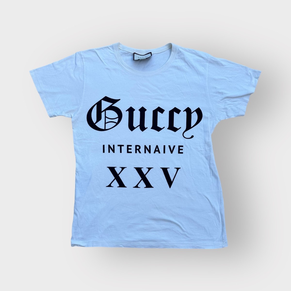 未使用級 現行 グッチ GUCCY INTERNAIVE Tシャツ アイボリー Authentic Gucci T-Shirt Guccy Internaive XXV Logo Ivory size