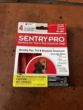 Sentry PRO Flea & Tick Control for Dogs 33-66 lbs. - 4 month supply, NEW