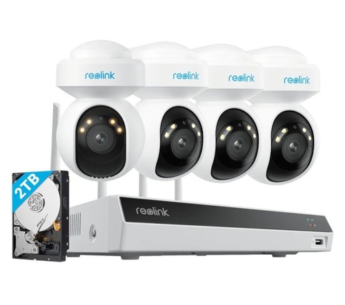 NEW Reolink 8MP WiFi 6 PTZ Home Outdoor Security Camera System 2TB RLK12-800WPT4
