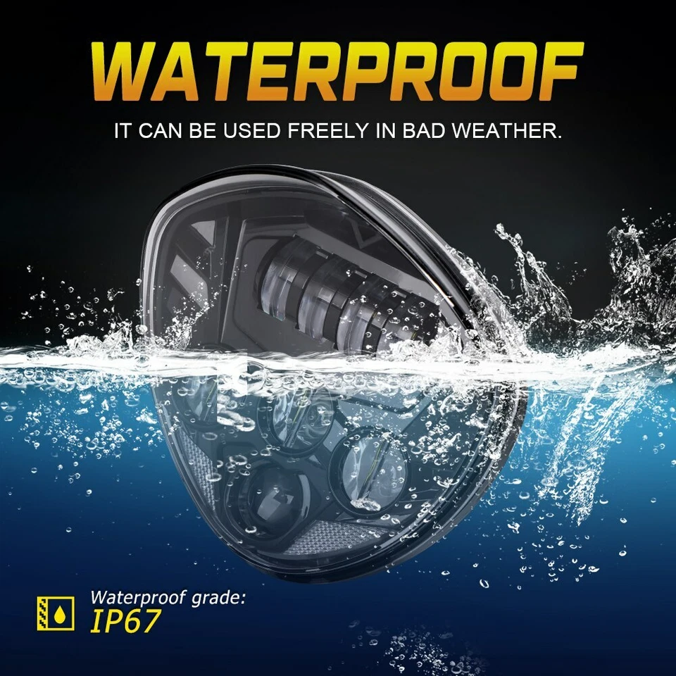 Black 60W LED Motorcycle Headlight For Victory Cross Country Magnum Hammer Vegas - Image 3 of 4