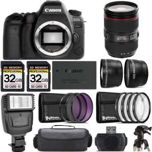 Canon EOS 6D Mark II DSLR Camera + 24-105mm f/4L IS II USM Lens +Flash- Kit