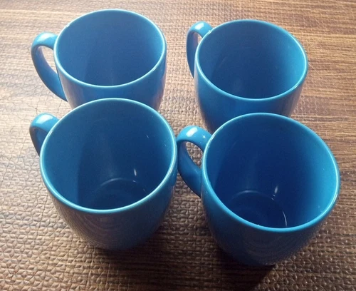 Vintage Corelle Stoneware Blue Coffee Mugs Cups  Made In Thailand Set Of 4