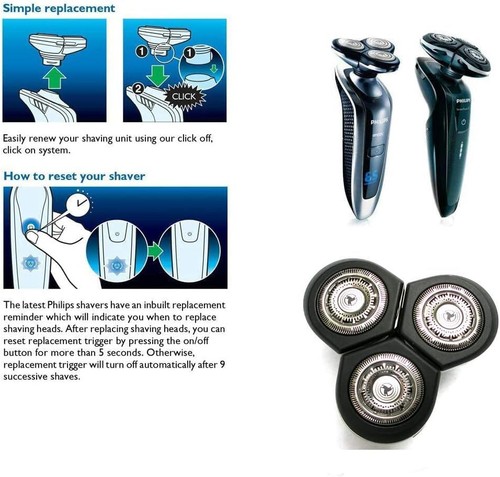Replacement Head For Philips Norelco RQ10 Arcitec Razor Shaving Unit Triple Trac - Picture 6 of 6