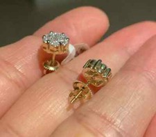 2Ct Lab Created Diamond Cluster Flower Stud Earrings 14K Yellow Gold Finish