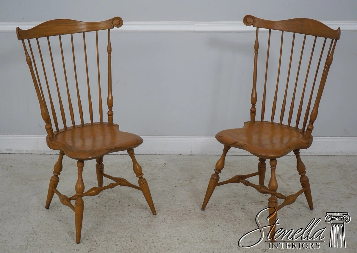 L60555EC Set of 6 Bench Made Paint Decorated Windsor Dining Chairs