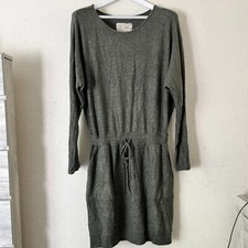 Anthropologie Saturday Women's Long Sleeve Knee Casual Blouson Dress Gray Large