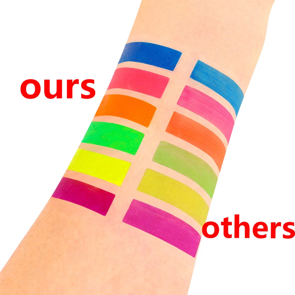 Bowitzki 10 ml*8 Crema UV Pintura Facial Tubos UV Kit de Pintura Neón Pintura a Base de Agua Foto 4 de 4