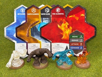 Heroscape: Elementals Lot - Air, Earth, Water, Fire  (4 Models & Original Cards)