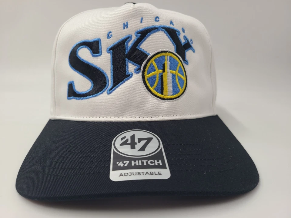 Chicago Sky 47 Brand Hitch Snapback Hat Cap Adult WNBA Basketball White Black - Image 2 of 4
