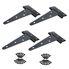 6 inch T Strap Hinges, Heavy Duty T-Strap Shed Door Hinges Gate Black 4pcs