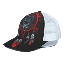 Unisex Panther Dream Catcher Chaos Society Trucker Hat With White Half-mesh One 
