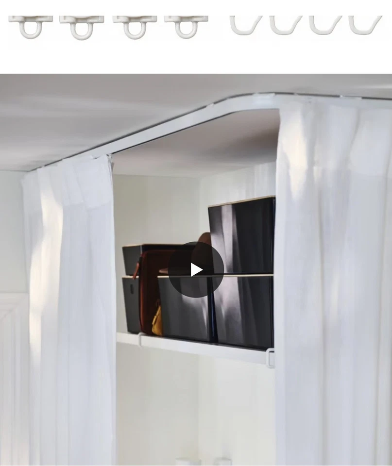 Deslizadores y ganchos para cortinas IKEA VIDGA blancos - Lote de 2 - Paquete de 24 de cada 702.607.68 -NUEVO EN CAJA Foto 2 de 3