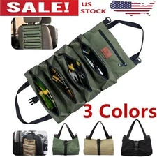 Multi-Purpose Tool Roll Up Bag 5 Pocket Wrench Pouch Canvas Hanging Organizer US