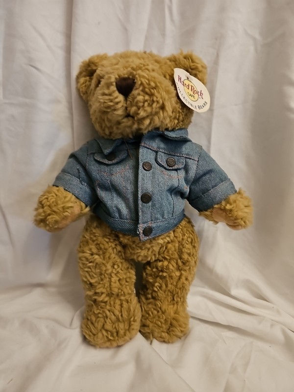 Hard Rock Cafe Washington, DC Collectable Bear Animal with Tag Denim Jacket 12" 