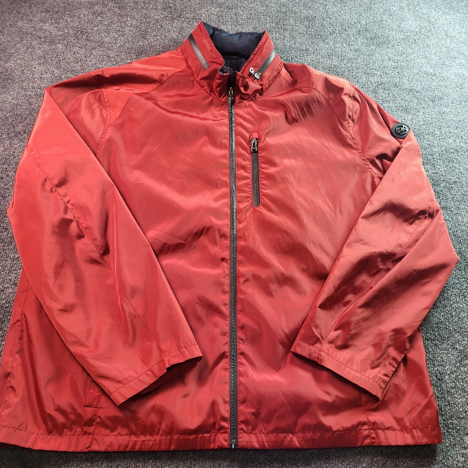 Michael Michael Kors Mens Red Packable Full Zip Jacket Lightweight XXL