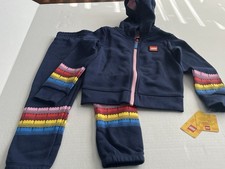  Lego Girls 2-Piece Navy Fleece Set Hooded Jacket & Pants Size 4 Legos NWT