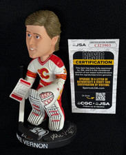 Mike Vernon Signed Calgary Flames 30th Anniversary Bobblehead Figure JSA COA