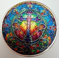 Stained Glass Christian Cross American Silver Eagle 1oz .999 Silver Dollar Coin