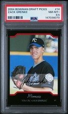ZACK GREINKE 2004 Bowman draft picks #14 PSA 8.5