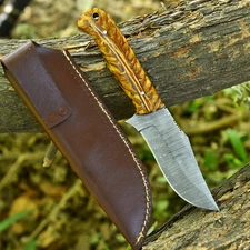 Damascus Steel Custom Pine Cone Handle Handmade Hunting Full Tang Camping Knife
