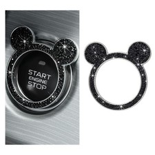 Wevdn Bling Car Engine Start Button Cover, Rhinestone Ring Black 1PCS