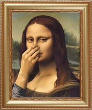 F262A MONA LISA FUNNY BATHROOM WALL DECOR FRAMED PREMIUM PHOTO 16 X 20