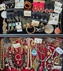 HUGE 59 pcs Vintage & Mod. Costume Jewelry Lot Necklace Earrings Brooch+