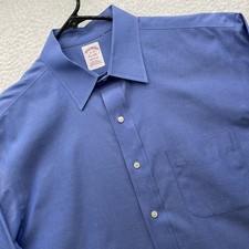 Brooks Brothers Dress Shirt Mens 16 34 Classic Blue Madison Fit Non Iron Supima