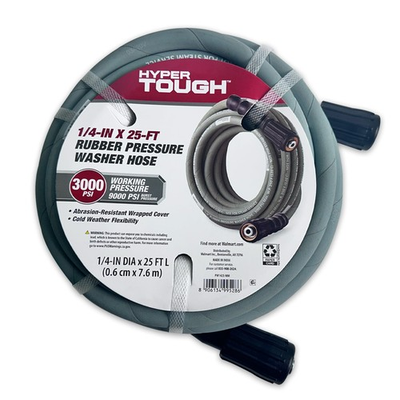 #ad Tough Universal 1 4quot; x 25#x27; Rubber Pressure Washer Hose w M22 Fittings 3000 PSI $57.16