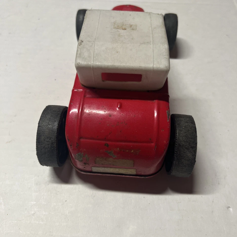 Vintage Nylint Ford Red Hot Rod Jalopy Roadster Coupe Car Pressed Steel with Top - Image 4 of 4
