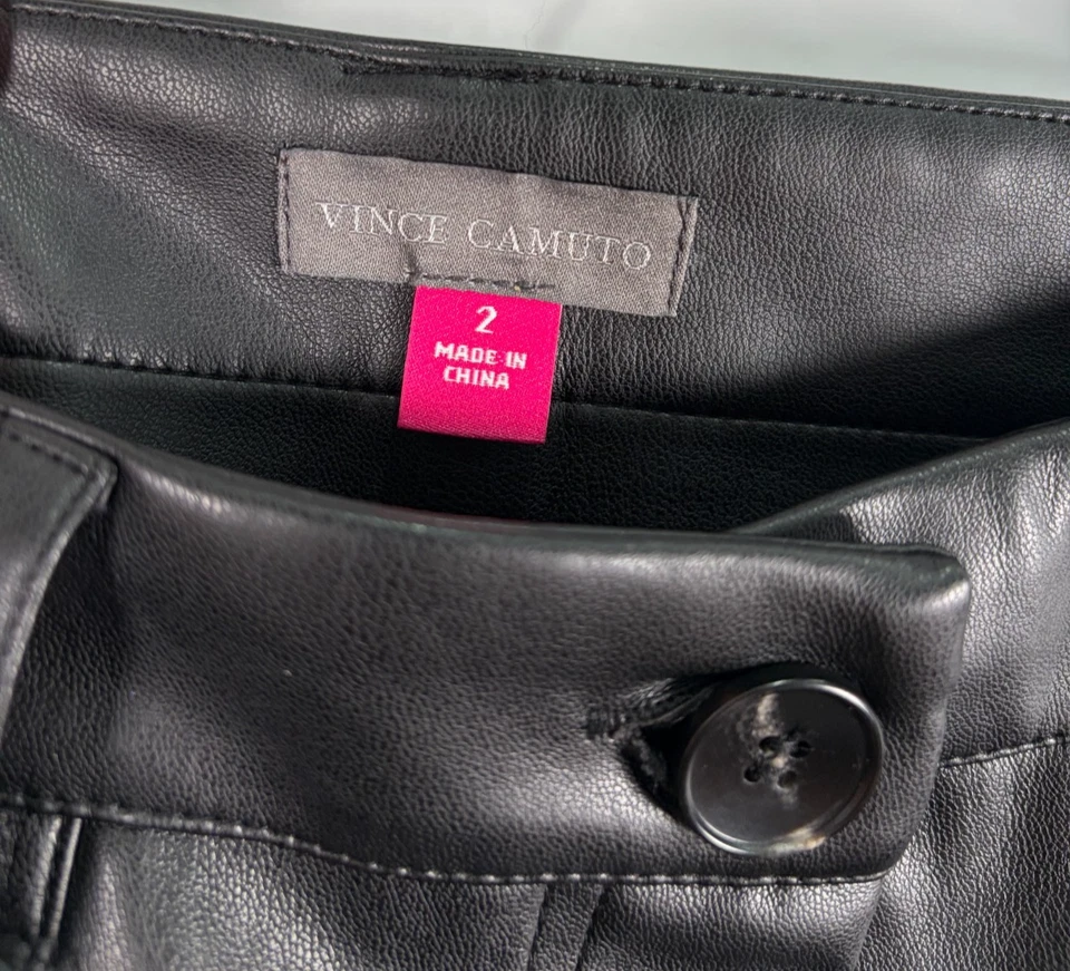Saia Midi Vince Camuto Feminina Couro Sintético Fenda Frontal Tamanho 2 - Imagem 4 de 4