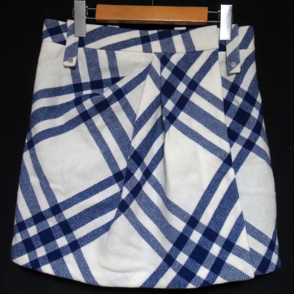 BURBERRY Check Pattern Pleated Wrap Mini Skirt Si… - image 1