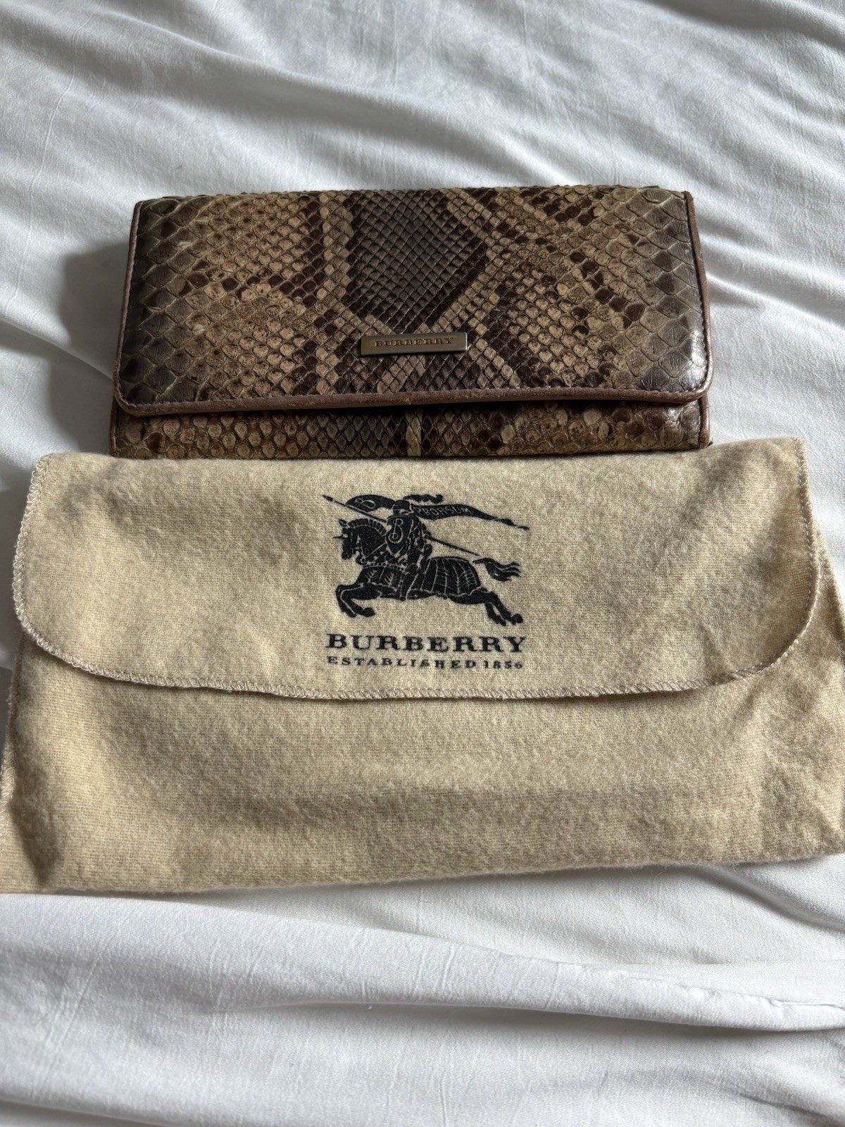 Authentic Burberry Vintage Python Snakeskin Flap … - image 1