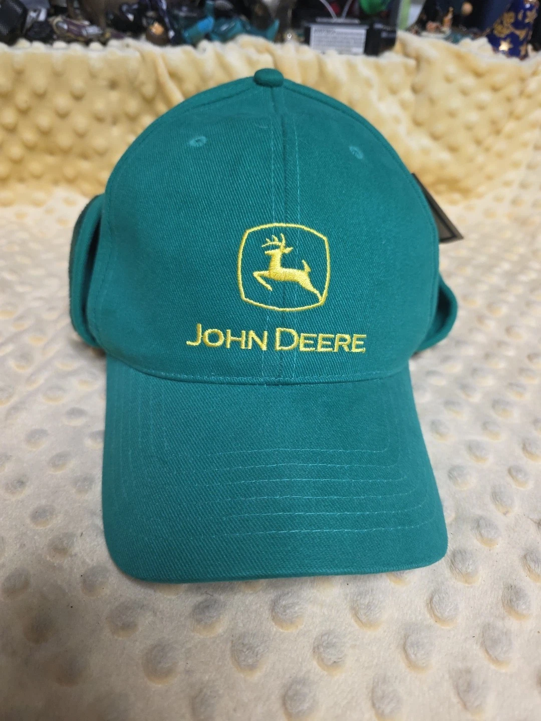 Rare Vintage John Deere Cary Francis Hat Cap One Size Fleece Lined Ear Flaps