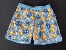 Boy s Wonder Nation Blue Yellow Floral Swim Trunks / Suit - Size L 10/12