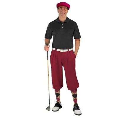 Golf Knickers Start-in-Style Maroon Microfiber Outfit for Men with