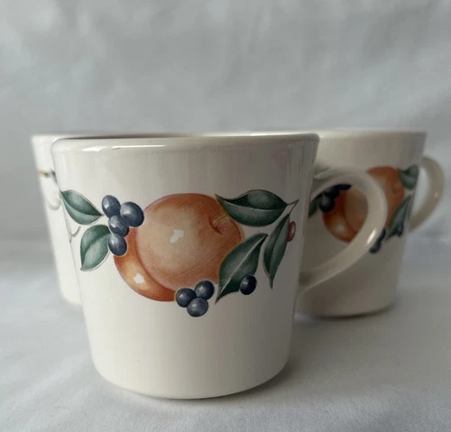 Corning Ware Corelle Abundance Set of 3 Coffee Cups Mugs Fruit Pattern *One Free