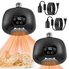 2 Pack Chicken Coop Heater 200W with Lighting and Temperature Control Chicken...