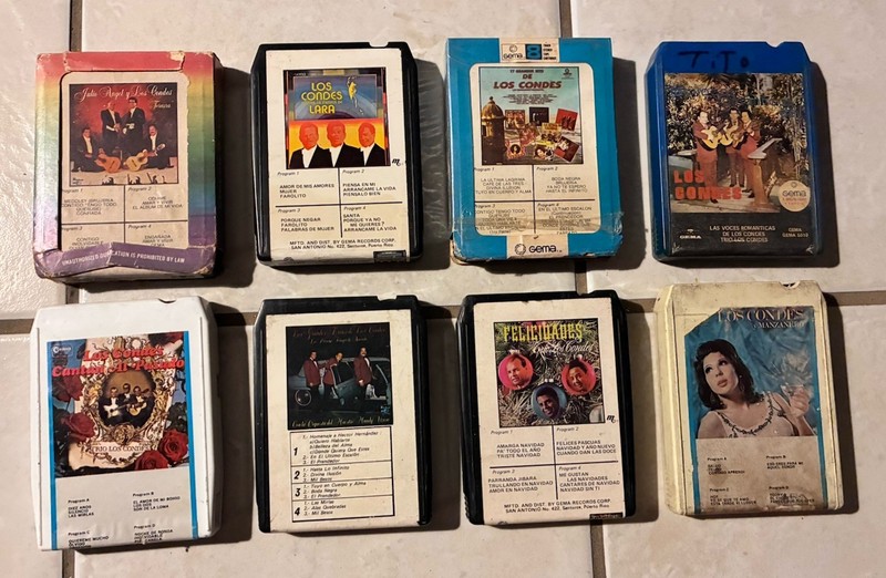 8 Trio Los Condes 8 Track Cartridge Tapes - Felicidades, Julio Angel, Exitos