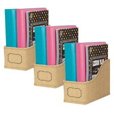 Burlap Design Book Bin Pack of 3