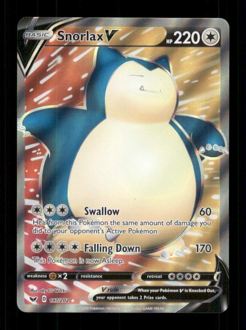 Snorlax V (Full Art) Ultra Rare Holo SWSH01: Sword & Shield Base Set 197/202 NM