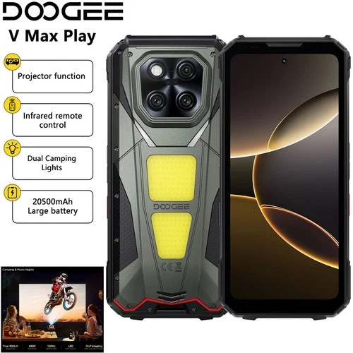 جهاز عرض DOOGEE V MAX PLAY 5G 4G هاتف قوي يعمل بنظام Android 15 NFC ومكبر صوت كبير للجوال