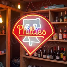 16"x15" Philadelphia Phillies LED Neon Sign With Dimmer USB Powered Light VL