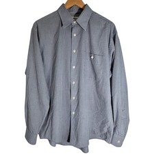 Vintage Yves Saint Laurent Men's Plaid Button Down Shirt Blue Large 16 1/2 34-35