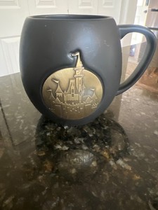 Disney Parks Sleeping Beauty Castle Black Matte Finish Coffee Cup Mug Stoneware