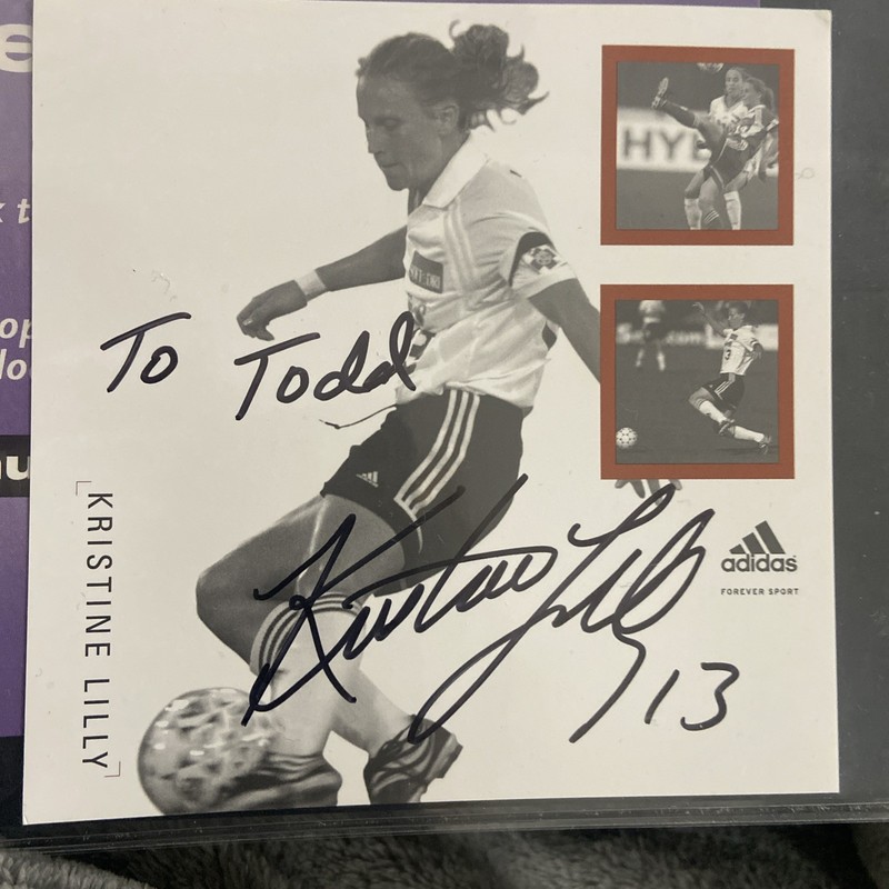 KRISTINE LILLY SIGNED AUTOGRAPHED 5x5 PHOTO TEAM USA SOCCER LEGEND Adidas promo
