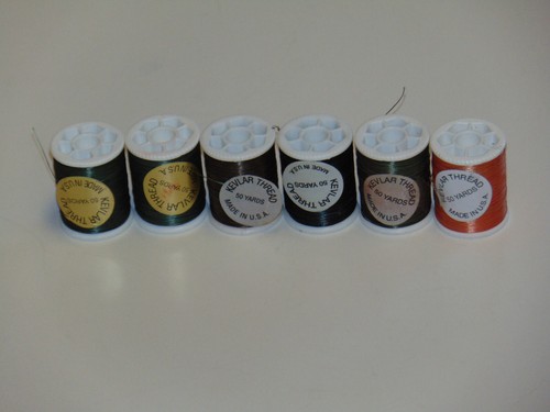 Fly Tying Kevlar Thread Made With Kevlar Thread 4 Color Variety Lot of 6